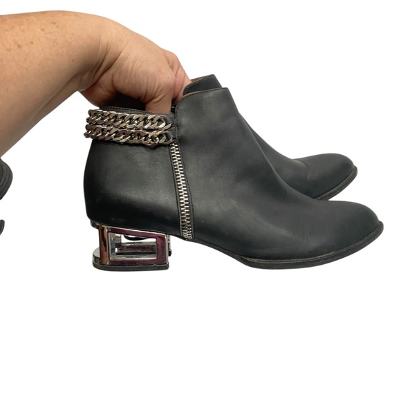 Jeffrey Campbell Sergio Boots Black Leather Chain Zipper Metal Heel booty sz 11 - Picture 6 of 16